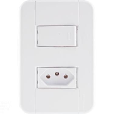 Imagem de Conjunto 4x2 com 1 Interruptor Simples 10 A 250 V e 1 Tomada 2P+T 20 A 250 V Tramontina Tablet Branco Tramontina