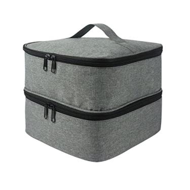 Imagem de MERIGLARE Bolsa de armazenamento de de, 30 grades grandes com divisores ajustáveis, estojo de transporte de nylon com bolsos para batom de, CINZENTO