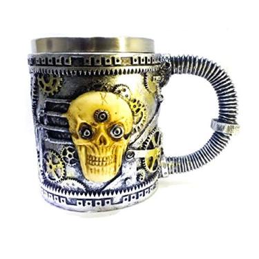Imagem de Caneca Viking Caveira do Tempo Presente Chopp Copo Inox Rock
