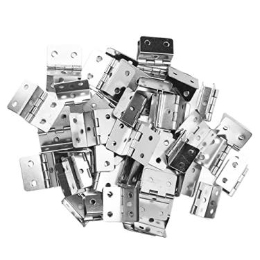 Imagem de Dobradiças de gabinete, acessórios completos Seguro confiável Durável Material de ferro Dobradiças de porta substituíveis Prático para faça você mesmo Caixa de madeira para(prata branca)
