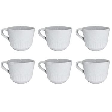 Imagem de Conjunto 6 Xícaras para Café ou Chá Porcelana Relevo 90ml - Mundial Import