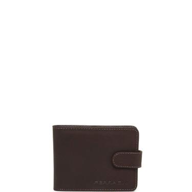 Imagem de Carteira Ferracini Masculina Couro Com Botão Marrom Cfb023