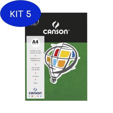 Imagem de Kit 5 Papel A4 Canson Color Plus 120G Verde Escuro 15 Folhas