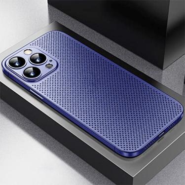 Imagem de Capa oca de malha fosca ultrafina para iPhone 13 12 Pro Max i Phone13 0,2 mm Slim Macio Duro Respirável Refrigeração Capa à Prova de Choque, Azul Roxo, Para iPhone 13