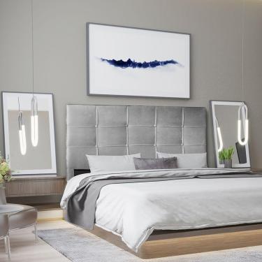 Imagem de Cabeceira Solteiro 0,90m Roma Suede Cinza