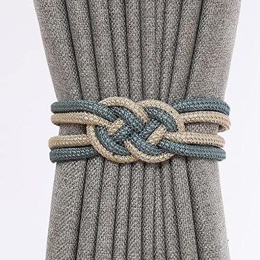 Imagem de Gravata de cortina de nó chinês luz de luxo simples fivela de cortina ímã cinto de gravata decoração de janela suportes de cortina tiebacks de cortina, T4,4 pcs