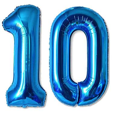 Imagem de EMAAN 42 inch Blue Jumbo 10 Number Balloons Big Foil Mylar Balloons for 10th Birthday Party Decorations and Anniversary Events Decorations