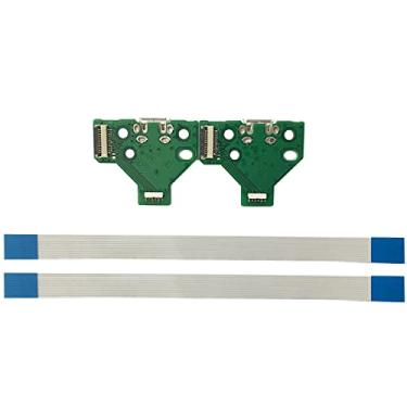 Imagem de FainWan 2 peças J-D-S-011 Conjunto de porta de carregamento de reposição 12 pinos para PS4 DualShock 4, adaptador micro USB, módulo conector de placa soquete para controle Playstation DS4, cabo flexível