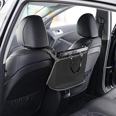 Imagem de Yajun Assento de carro malha bolso traseiro organizador saco de armazenamento interior do carro flexibilidade bolsa de rede durável barreira de banco traseiro pet crianças, cinza