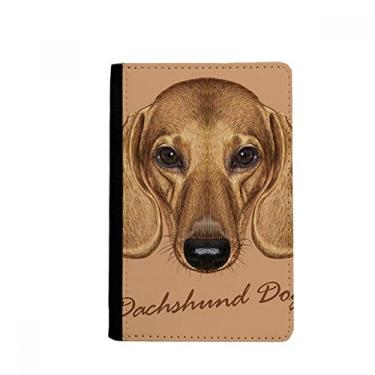 Imagem de Porta-passaporte de animal de cachorro Dachshund de perna curta marrom capa carteira porta-cartão, Multicolorido.