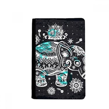 Imagem de Nation Elefante Flor Preto Azul Animal Porta Passaporte Notecase Burse Carteira Carteira Carteira Cartão, Multicolor