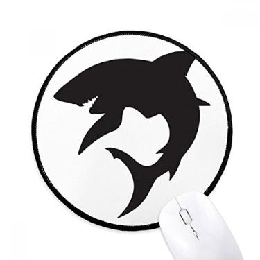 Imagem de Tapete de mouse de tubarão azul oceano tubarão peixe feroz desktop escritório tapete redondo para computador