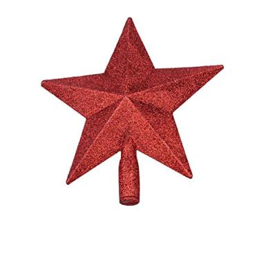 Imagem de Letuwj Topo de Árvore de Natal Estrela Brilhante, Vermelho 25 cm