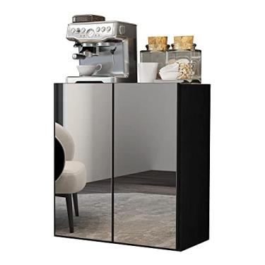 Imagem de Aparador Cantinho do Café com Espelho Suspenso 2 Portas Multimóveis Preto