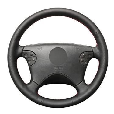 Imagem de Capa de volante de carro de couro preto DIY costurada à mão, para Mercedes-Benz W210 E-Class E320 2000-2002