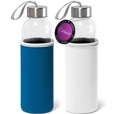 Imagem de Kit 2x Garrafa de Vidro 520 ml Soft TopGet Azul e Branco