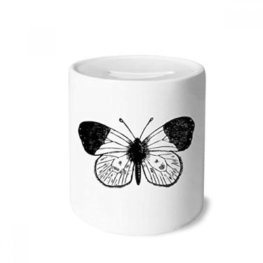 Imagem de DIYthinker Caixa de moedas de cerâmica com espécime de borboleta de asas brancas para presente de cofrinho