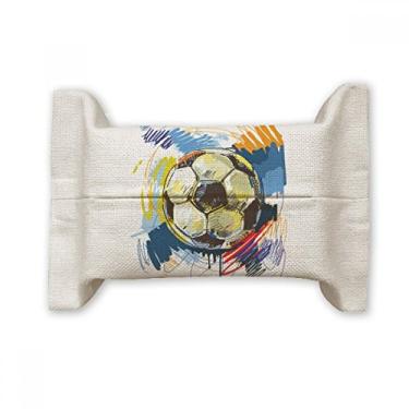 Imagem de Bolsa de linho de algodão com suporte de cobertura de papel para lenços faciais para esportes de futebol