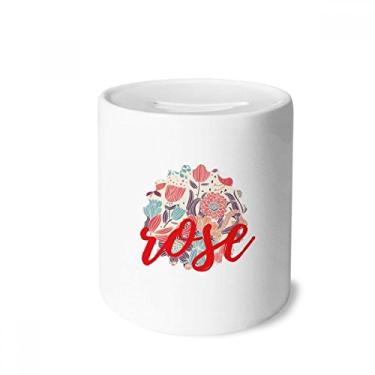 Imagem de DIYthinker Caixa de moedas de cerâmica para caixa de dinheiro com tinta de flor de folha para presente de cofrinho