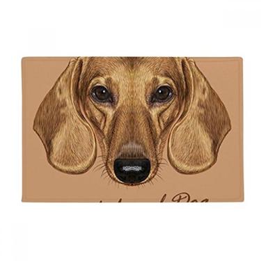 Imagem de Tapete para porta de banheiro de cachorro Dachshund de perna curta marrom antiderrapante