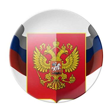 Imagem de Placa de campo com emblema nacional da Rússia de porcelana decorativa Salver louças de jantar