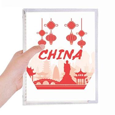 Imagem de Caderno de anotações da China com desenho de folhas soltas e diários recarregáveis