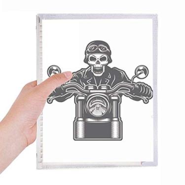 Imagem de Motocicleta Esqueleto Luzes Óculos Padrão Caderno Folhas Soltas Diário Recarregável Diário Papelaria