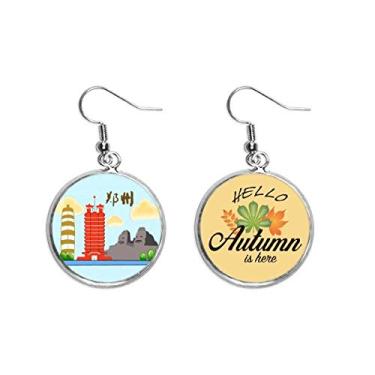 Imagem de Arquitetura Icon City Hangzhou Orelha Pendente Folha Outono Brinco Joias