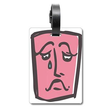 Imagem de Sad Abstract Face Sketch Happy Suitcase Bag Etiqueta Bagagem Cartão de Bagagem Scutcheon Etiqueta