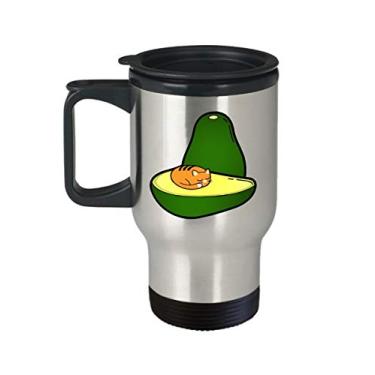 Imagem de Caneca de viagem de abacate – Avo-Cat-O – Caneca de café de cacau quente divertido – ideia de de Natal