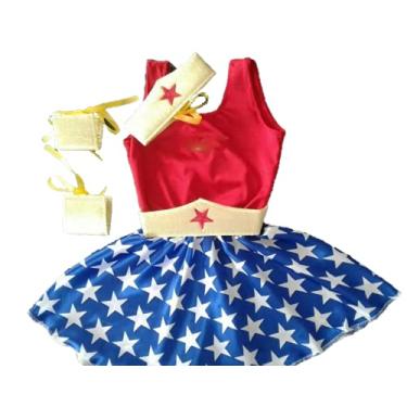 Imagem de Fantasia Mulher Guerreira Estrelada Infantil Criança 02 A 12 C/Capa + (4)
