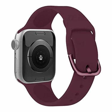 Imagem de Pulseira Silicone Moderna compatível com Apple Watch 45mm 44mm e 42mm - Marca LTIMPORTS (Vinho - Tamanho S/M [P])