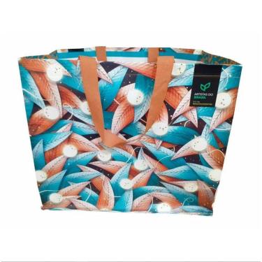 Imagem de Sacola De Ráfia Retornável Grande ecobag 39X44x22cm GUSTAVICENTINI