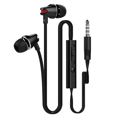 Imagem de Fones de ouvido intra-auriculares, subwoofer de sintonia com controle de fio com macarrão trigo, fones de ouvido para celular (preto)