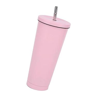 Imagem de Caneca de Viagem, Caneca de Viagem Portátil Resistente à Ferrugem 750 Ml Com Tampa e Canudo para Acampamento (Rosa)
