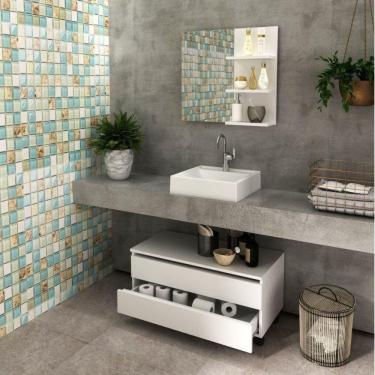 Imagem de Gabinete Rodizio para Banheiro com Espelheira 80cm Branco