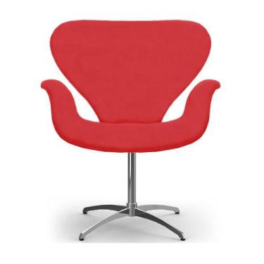 Imagem de Cadeira Decorativa Poltrona Tulipa Vermelha Base Giratória - Clefatos