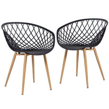 Imagem de Kit - 2 X Cadeiras Clarice Nest Com Apoio De Braços - Sidera - Preto