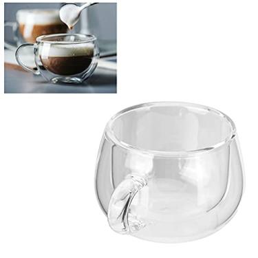 Imagem de Copo de Vidro de Camada Dupla de 150ml Canecas de café de Vidro de Parede Dupla Xícaras de café de Camada Isolada Com Alça Caneca de café Transparente Transparente para Cozinha