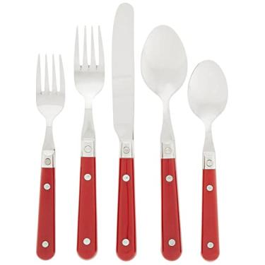 Imagem de Gingko Le Prix Conjunto de talheres de aço inoxidável lavável na máquina de lavar louça, 30 peças, serviço para 6, vermelho