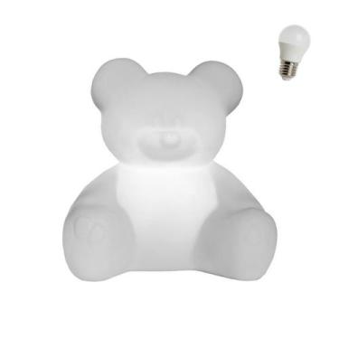 Imagem de Luminária Abajur Infantil Urso Ursinho Teddy Branco Com Lâmpada Led -