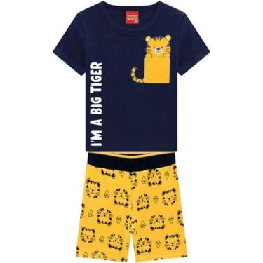 Imagem de Conjunto Infantil Kyly Masculino Camiseta Camisa Tigre Com Bermuda Em
