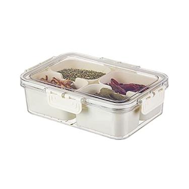 Imagem de Seasoning Box,Spice Storage Box Handheld Dustproof Safe Food Grade 4 Grid Seasoning Container for Home Kitchen Sugar, Salt, Pepper and Holding Spices, Herbs and Seasonings