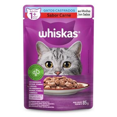 Imagem de whiskas Ração Úmida Para Gatos Whiskas Sachê Carne Ao Molho Adultos Castrados 85G