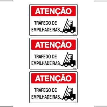 Imagem de Combo 3 Placas De Sinalização Atenção Tráfego De Empilhadeiras 30x20 Ekomunike - S-226 F9e