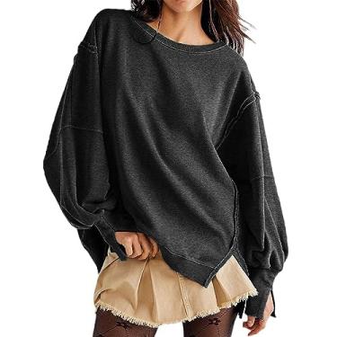 Imagem de Moletom Feminino Com Fenda Lateral, Pulôver Casual de Manga Comprida para Casa (XL)