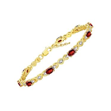 Imagem de RYLOS Pulseiras para mulheres XOXO Hugs & Kisses banhado a ouro amarelo pulseira de tênis pedra preciosa e diamantes genuínos ajustáveis para caber em pulso de 17,78-20,32 cm, 10 lindas joias 6X4 mm