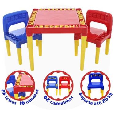 Imagem de Mesa Infantil Com 2 Cadeiras Educativa Para Criancas Tritec