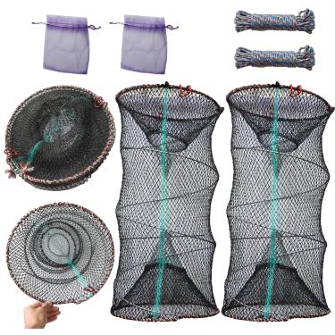 Imagem de BRILISLE 2 peças ou 1 armadilha de caranguejo, peixe-minnow lagosta, rede armadilhas, armadilha para caranguejo; armadilha de isca de camarão, peixe-gato, camarão, equipamento de caranguejo azul