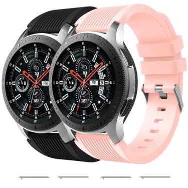 Imagem de Nacorulu Pulseira de silicone compatível com Samsung Galaxy Watch de 46 mm/Galaxy Watch 3 de 45 mm/Gear S3 Classic/Gear S3 Frontier, pulseira de silicone para relógio inteligente de 22 mm (pacote com